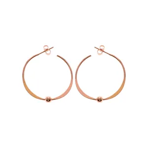 Rose gold plated tapered hoop earrings with bead detail