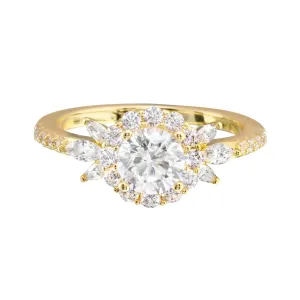 Round Diamond and Floral Halo Engagement Ring Setting