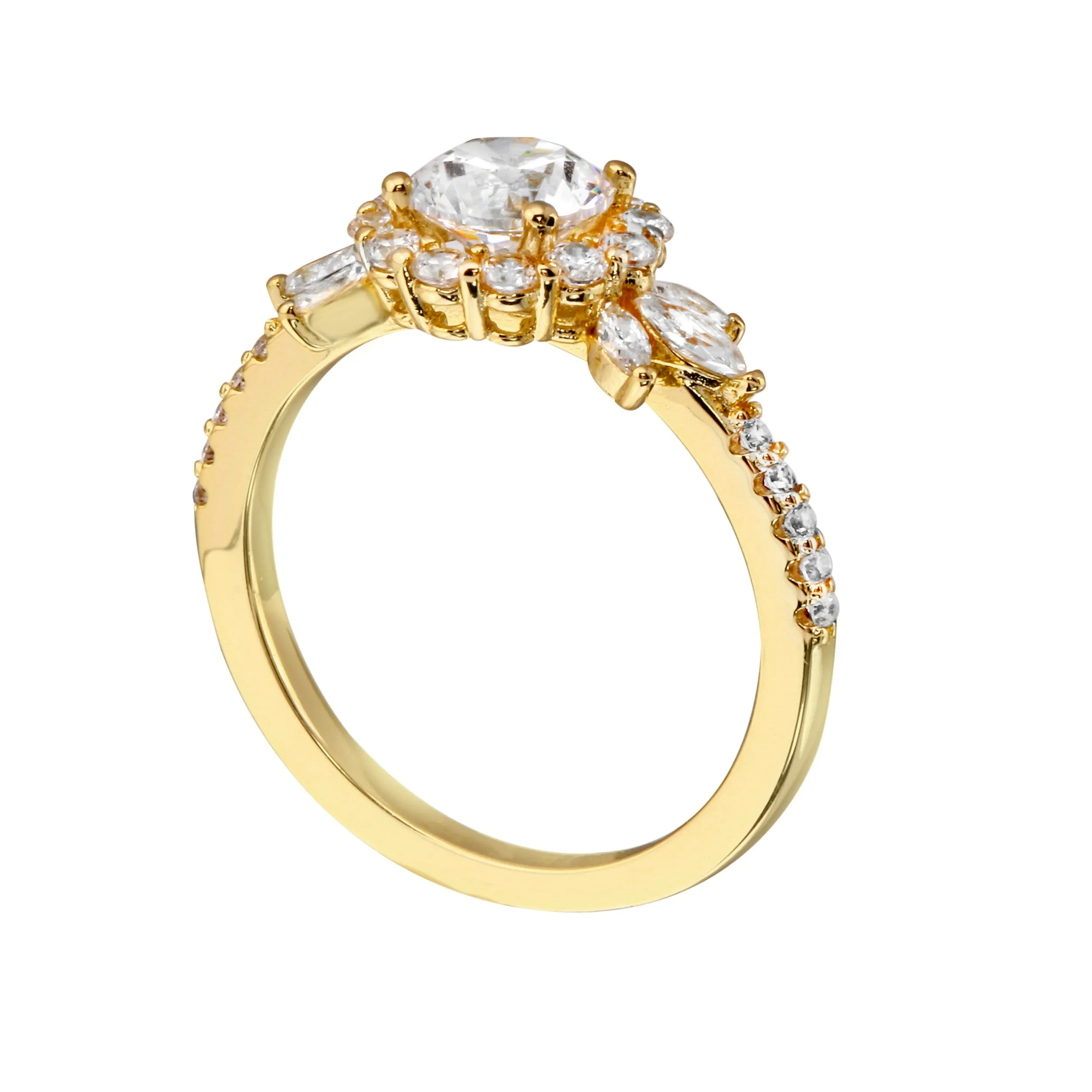 Round Diamond and Floral Halo Engagement Ring Setting