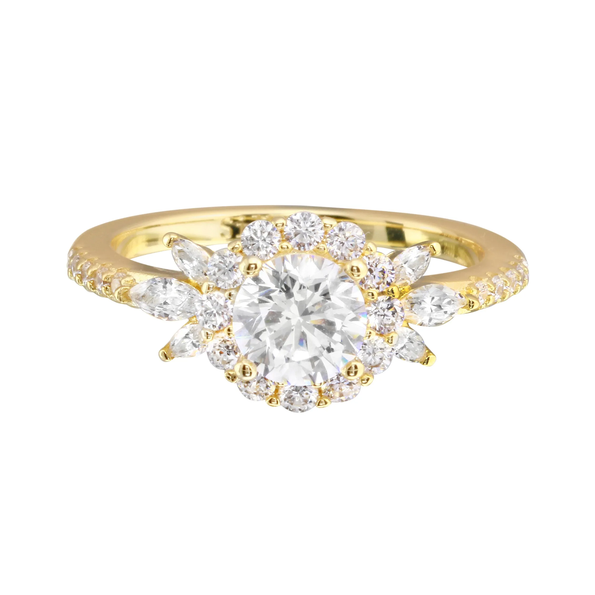 Round Diamond and Floral Halo Engagement Ring Setting