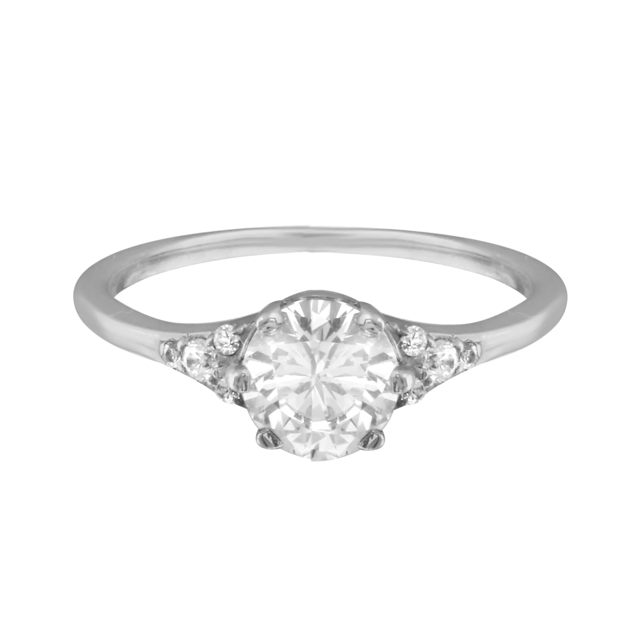 Round Diamond and Tiny Pavé Side Stones Engagement Ring Setting