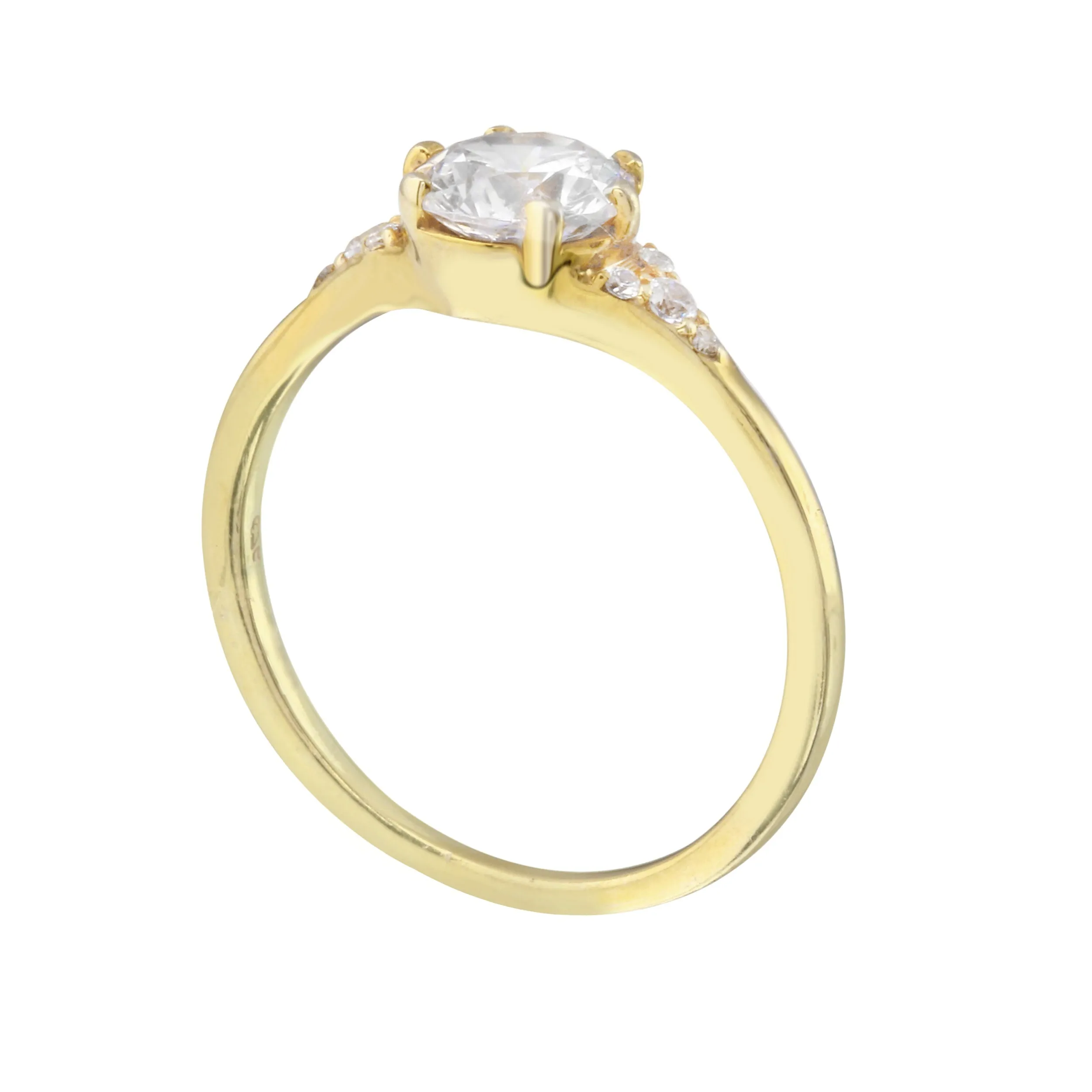 Round Diamond and Tiny Pavé Side Stones Engagement Ring Setting