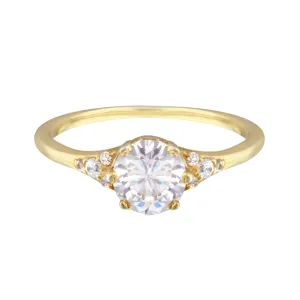 Round Diamond and Tiny Pavé Side Stones Engagement Ring Setting