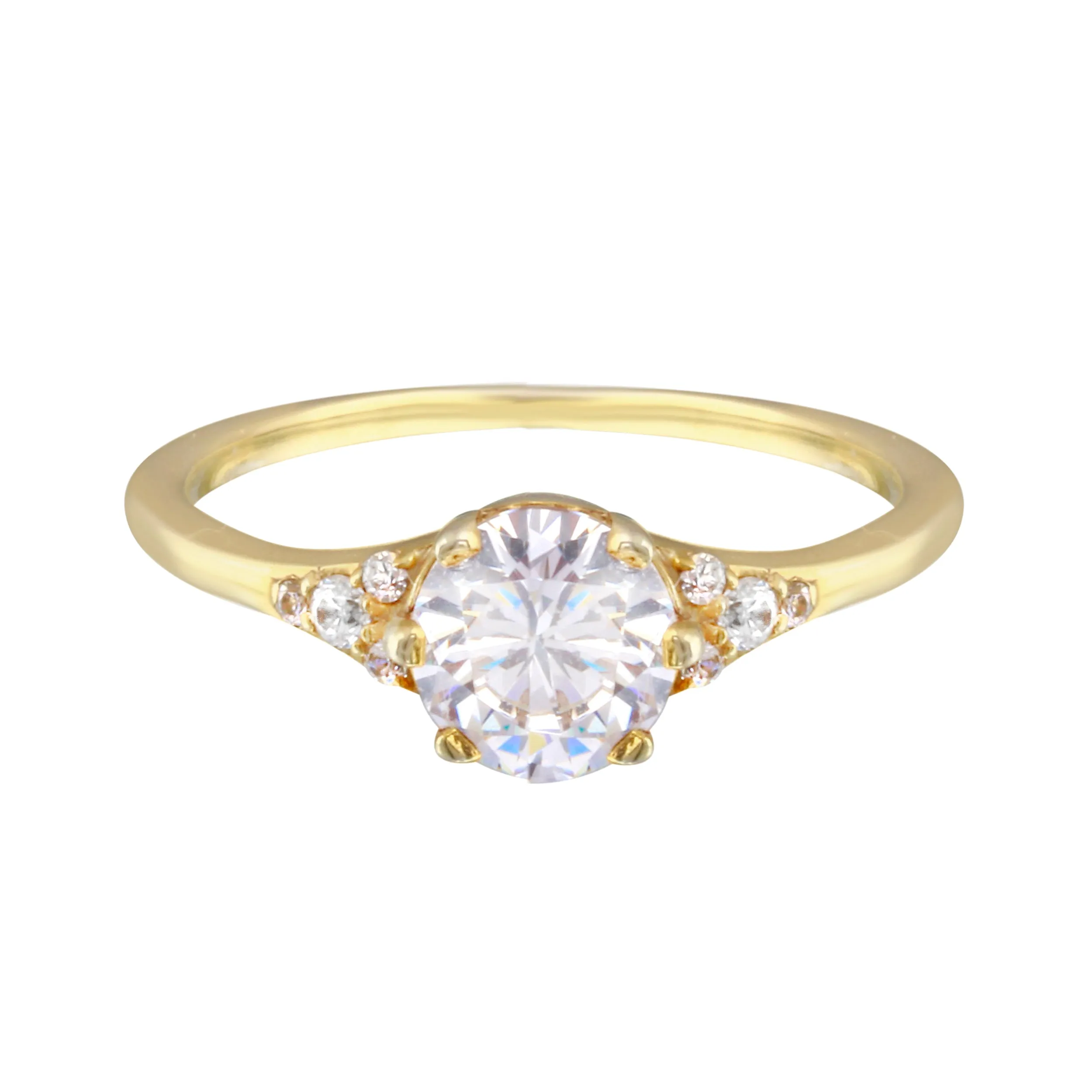 Round Diamond and Tiny Pavé Side Stones Engagement Ring Setting