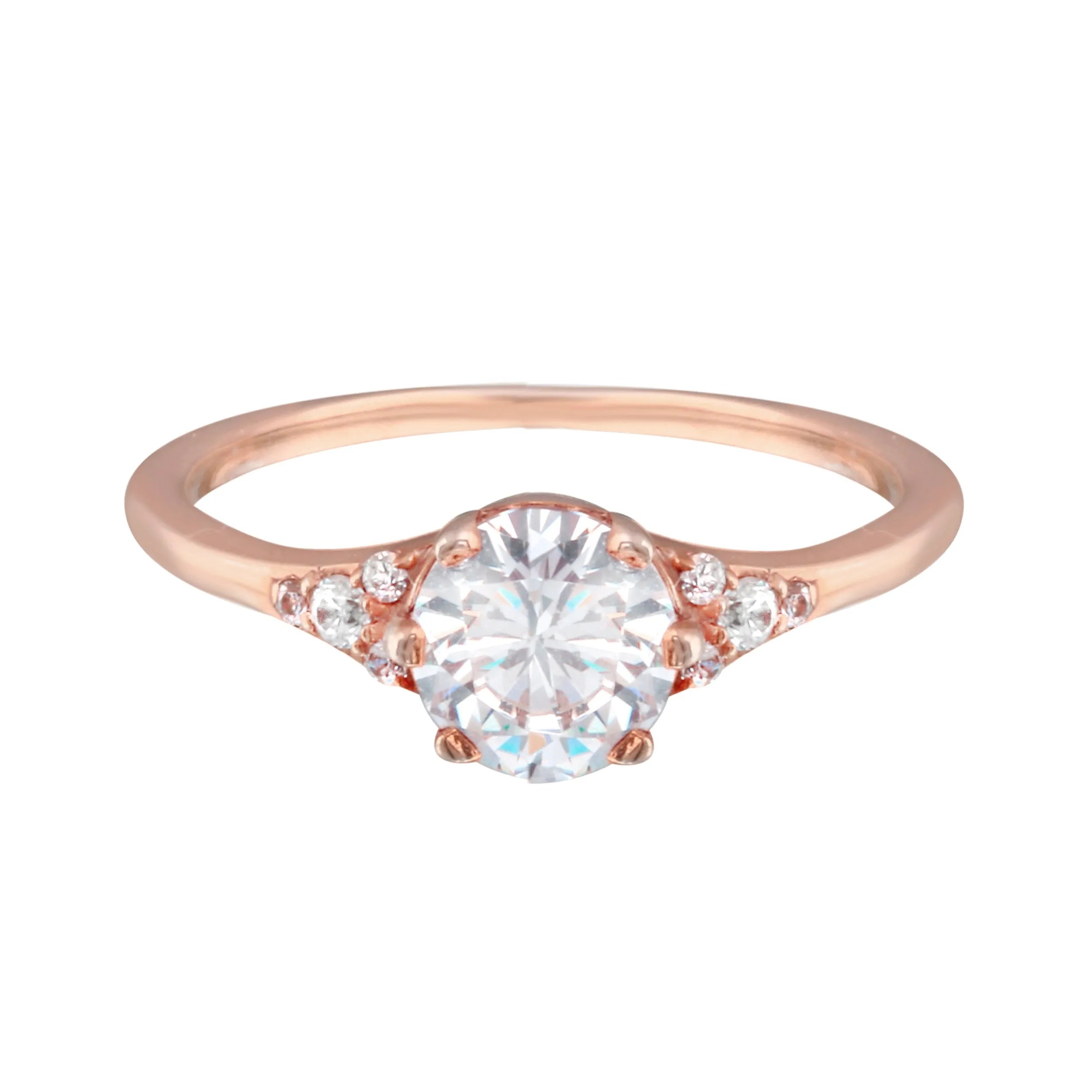 Round Diamond and Tiny Pavé Side Stones Engagement Ring Setting