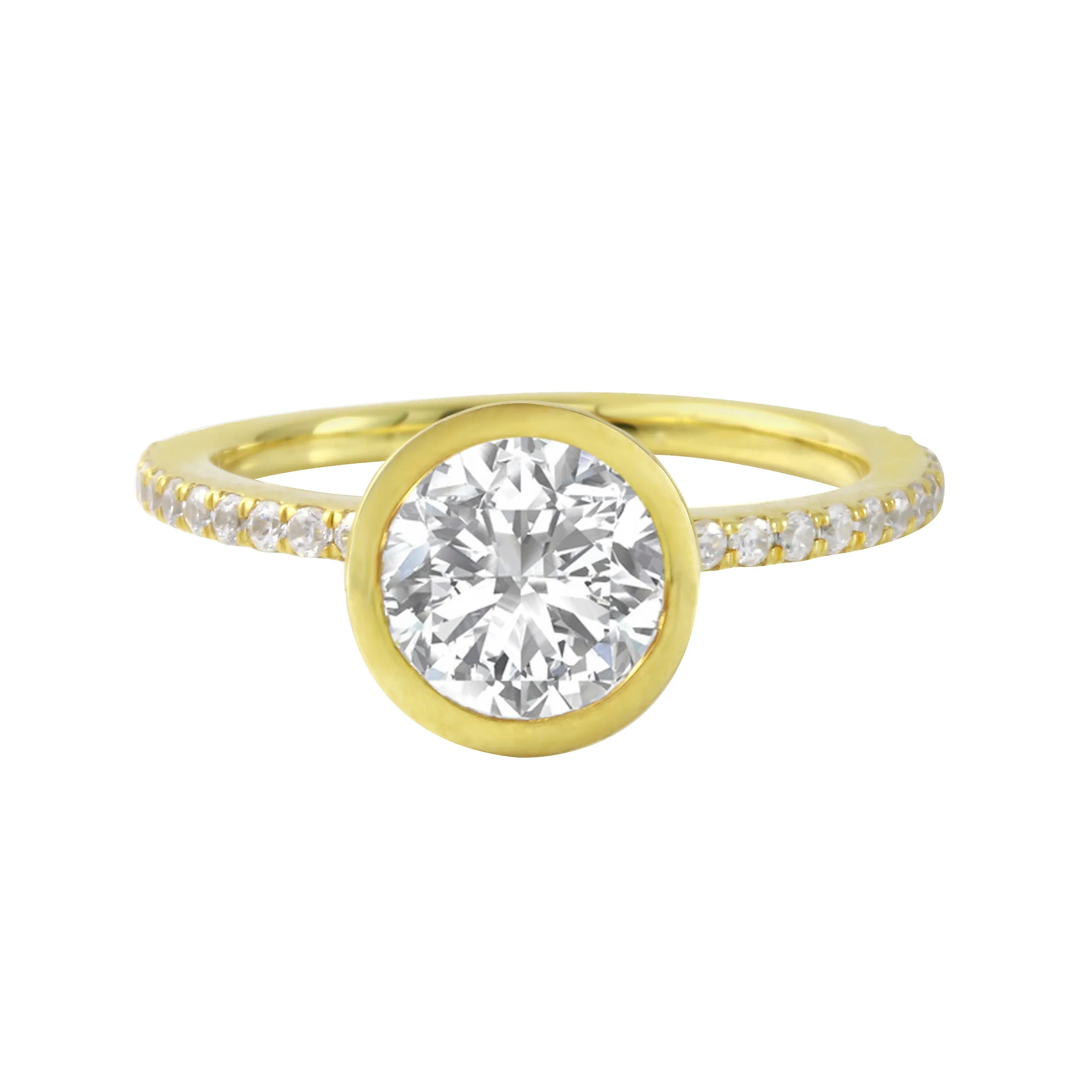 Round Diamond Bezel Pavé Band Engagement Ring Setting