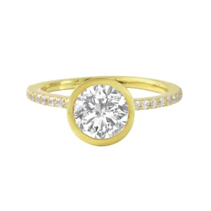 Round Diamond Bezel Pavé Band Engagement Ring Setting