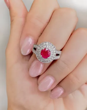 Ruby Double Halo Ring
