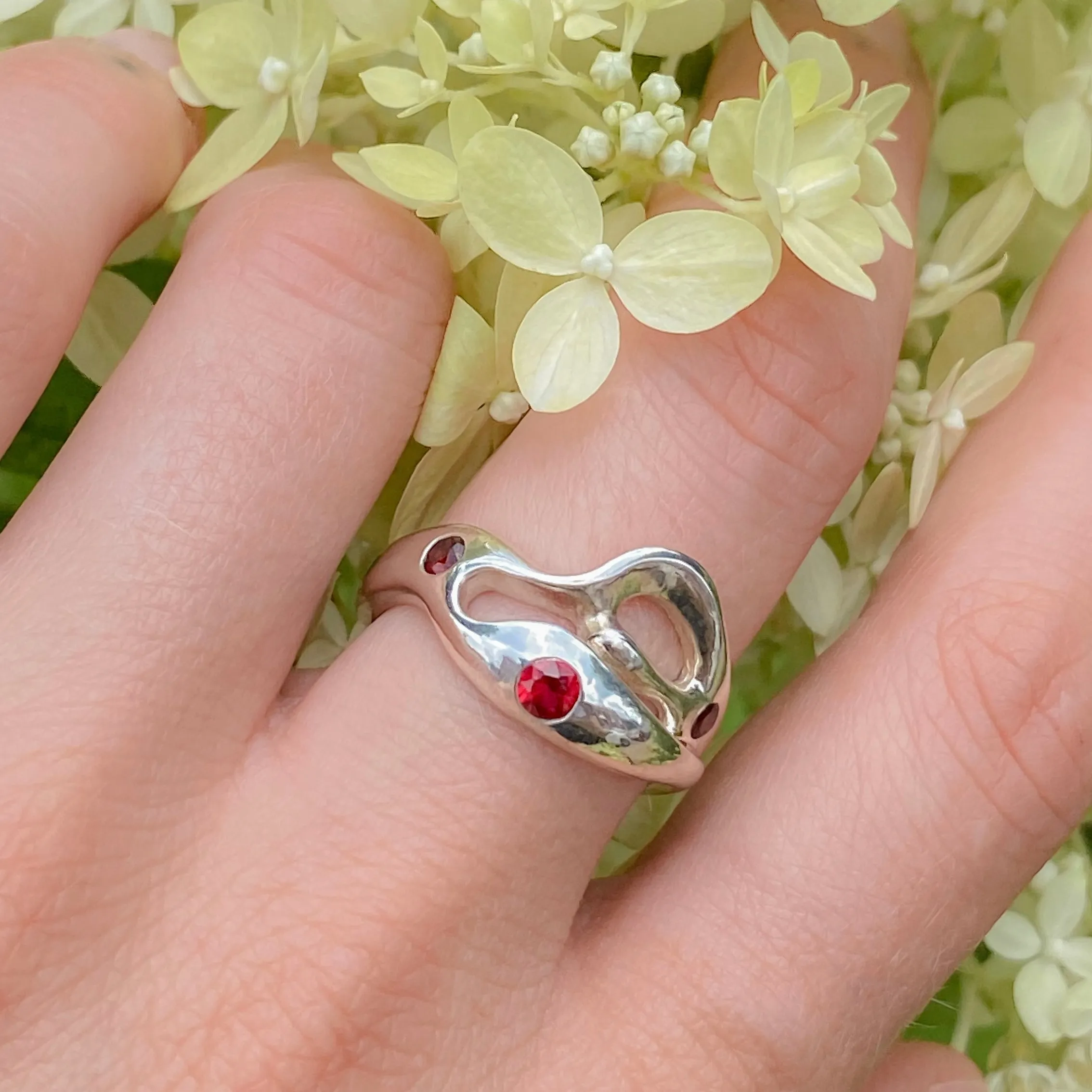 Ruby Swirl Ring | Recycled Sterling Silver