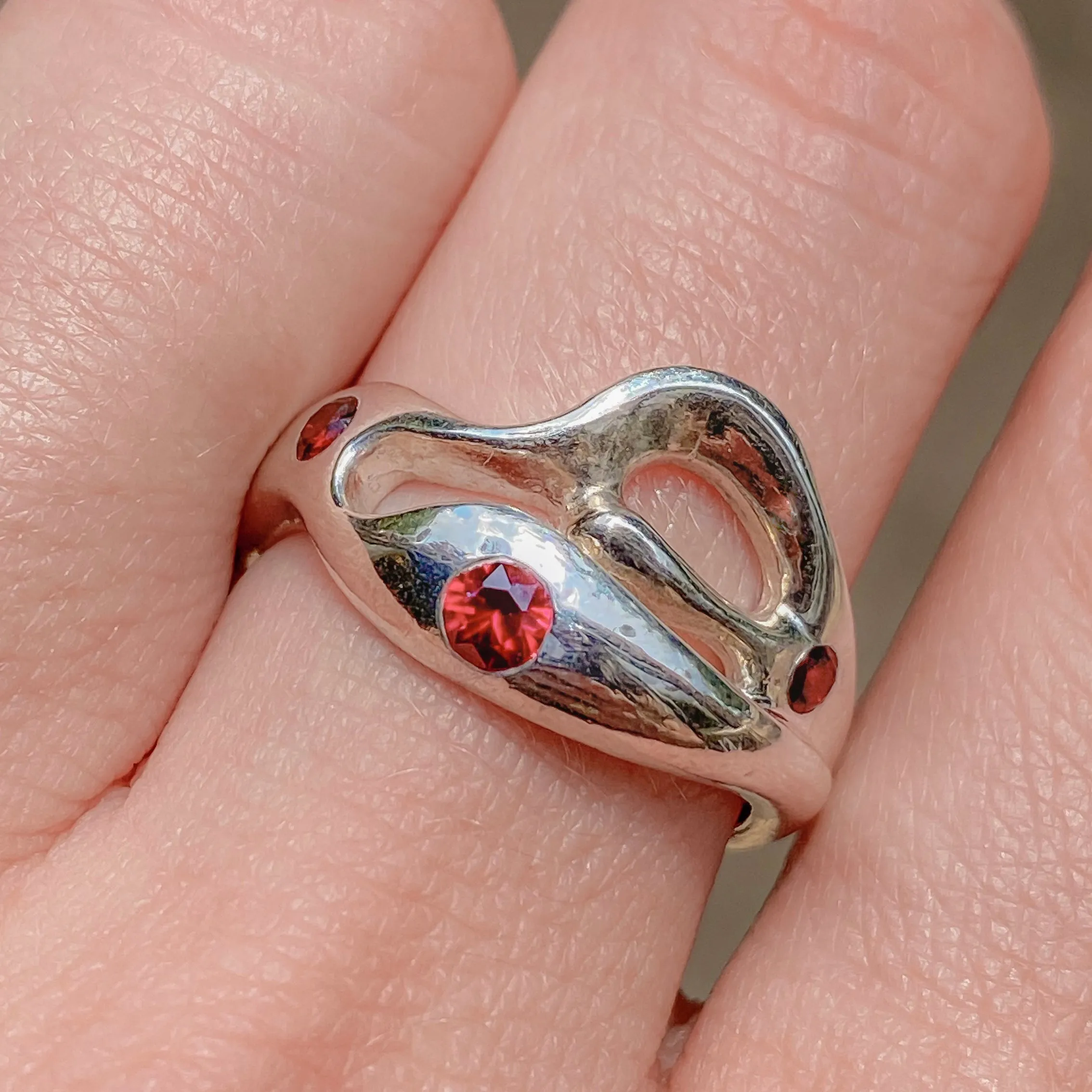 Ruby Swirl Ring | Recycled Sterling Silver