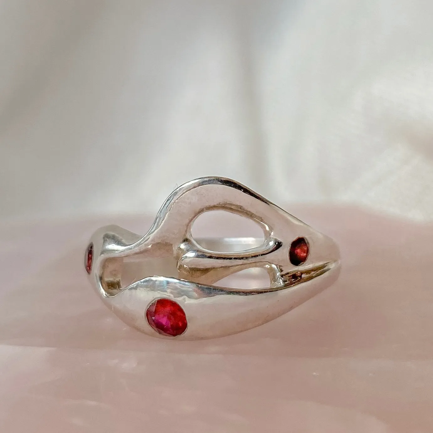 Ruby Swirl Ring | Recycled Sterling Silver