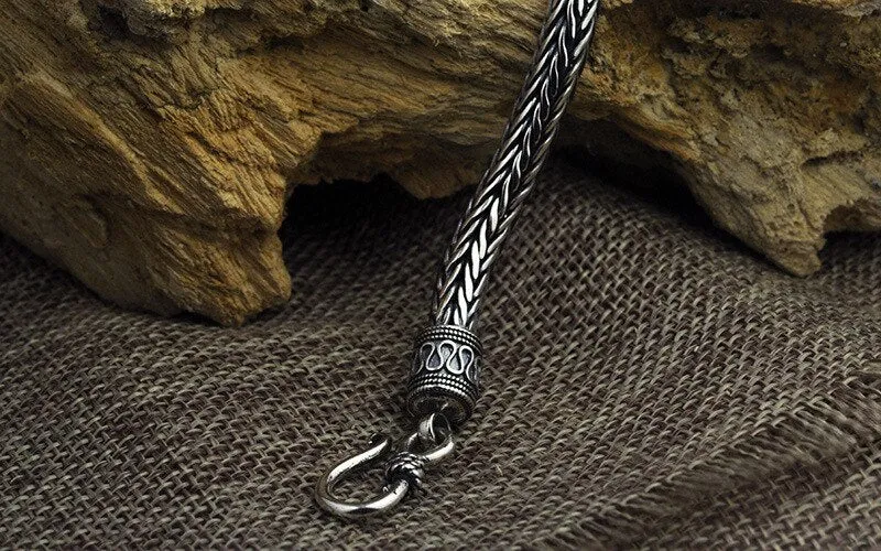 S925 Metal Making Antique Sterling Silver Vikings Bracelet As Men Gift With Wood Box - Bracelets