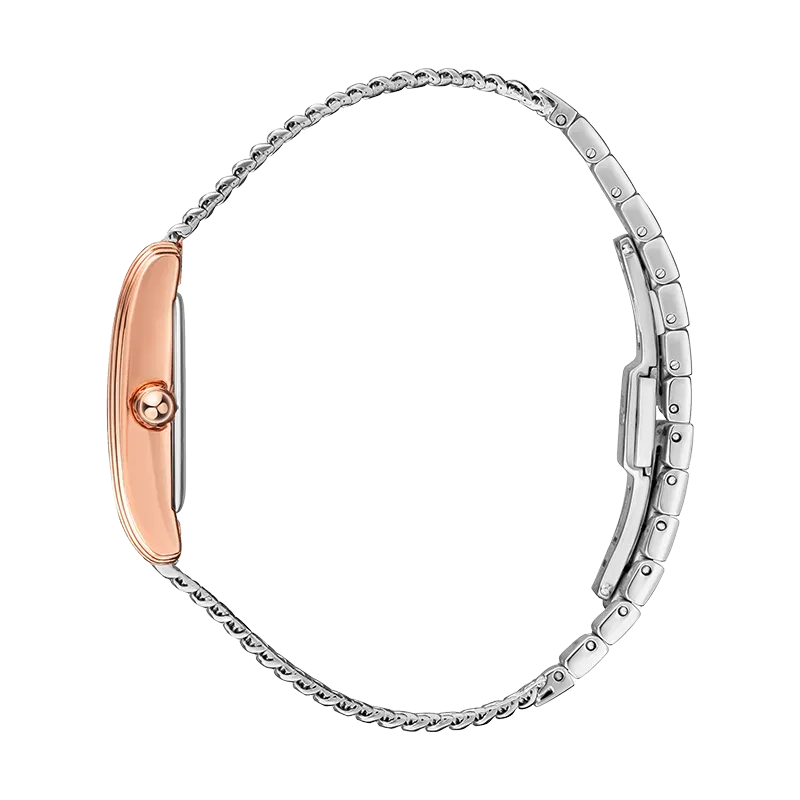 Saint Honore Palais Royal Women's White MOP Dial Rose Gold Case with Diamonds Silver Mesh Blacelet Watch