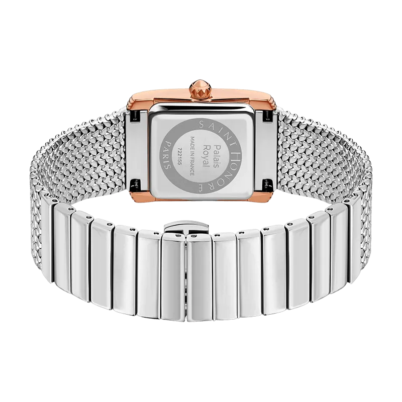 Saint Honore Palais Royal Women's White MOP Dial Rose Gold Case with Diamonds Silver Mesh Blacelet Watch