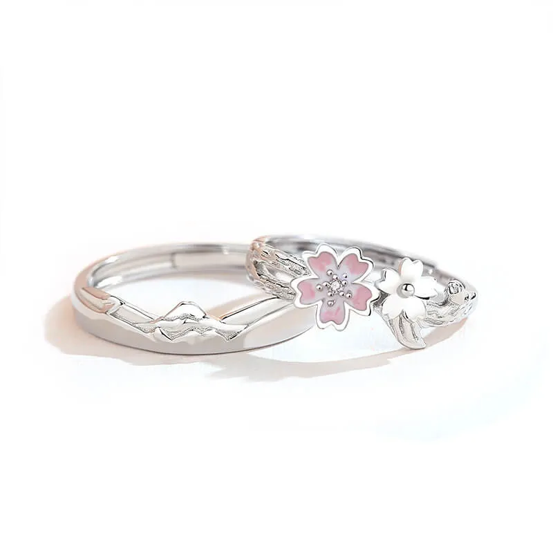 Sakura & Mountain Matching Rings