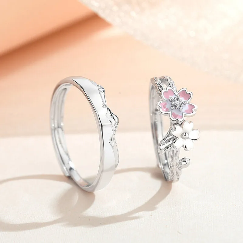 Sakura & Mountain Matching Rings