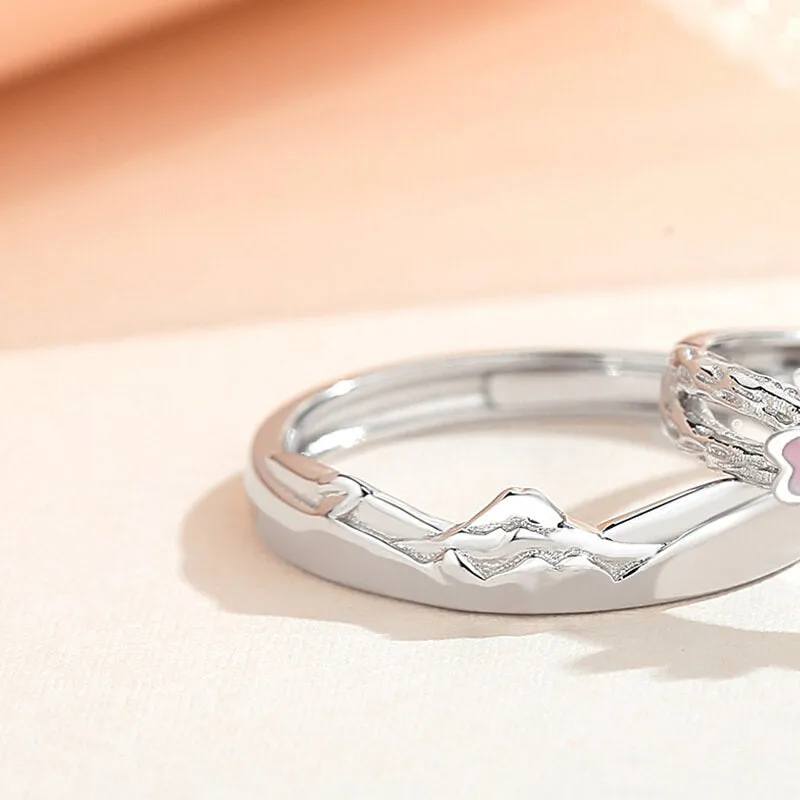 Sakura & Mountain Matching Rings