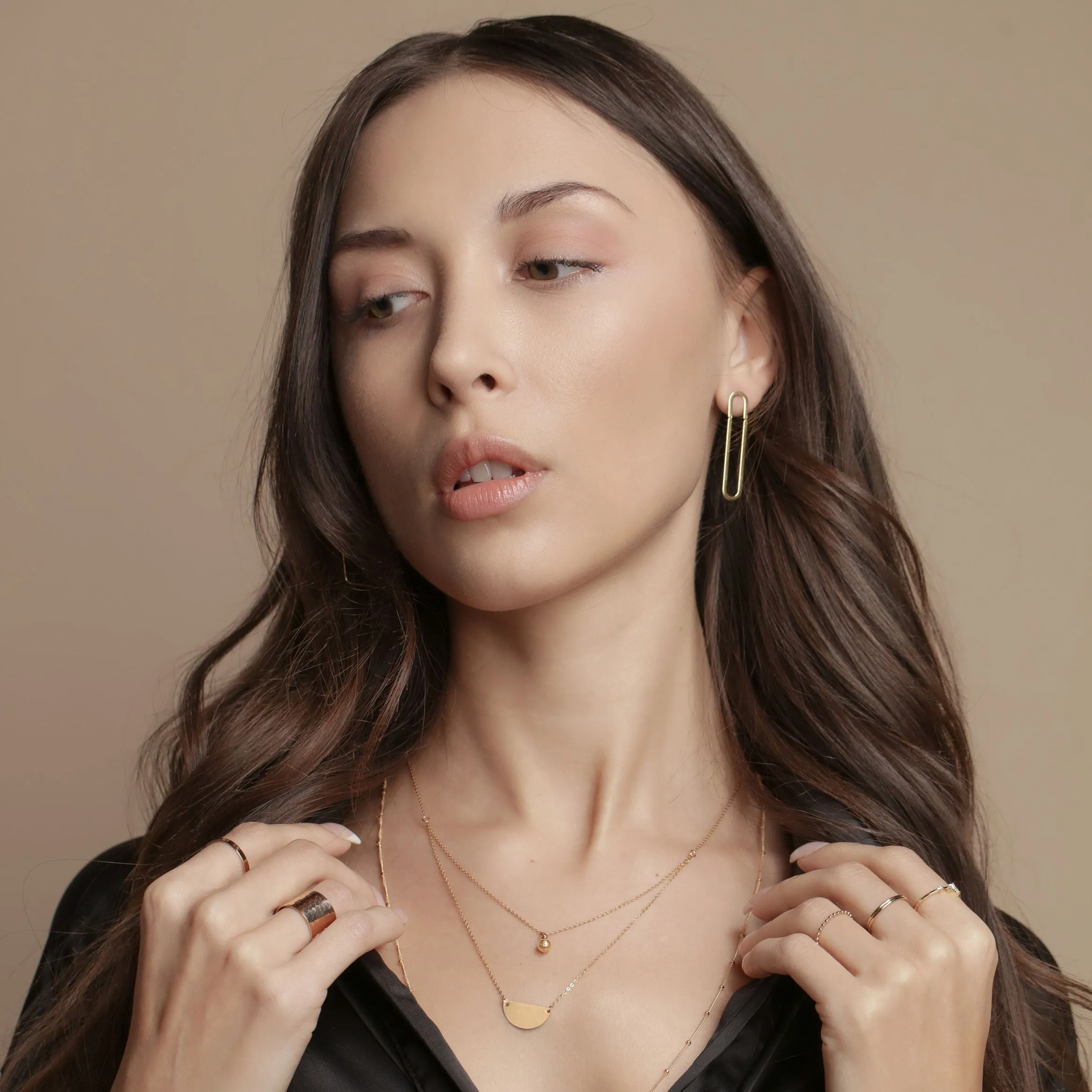 SALE - Elongated Oval Dangle Studs