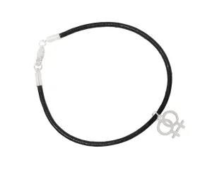 Same Sex Female Symbol Charm Leather Bracelets
