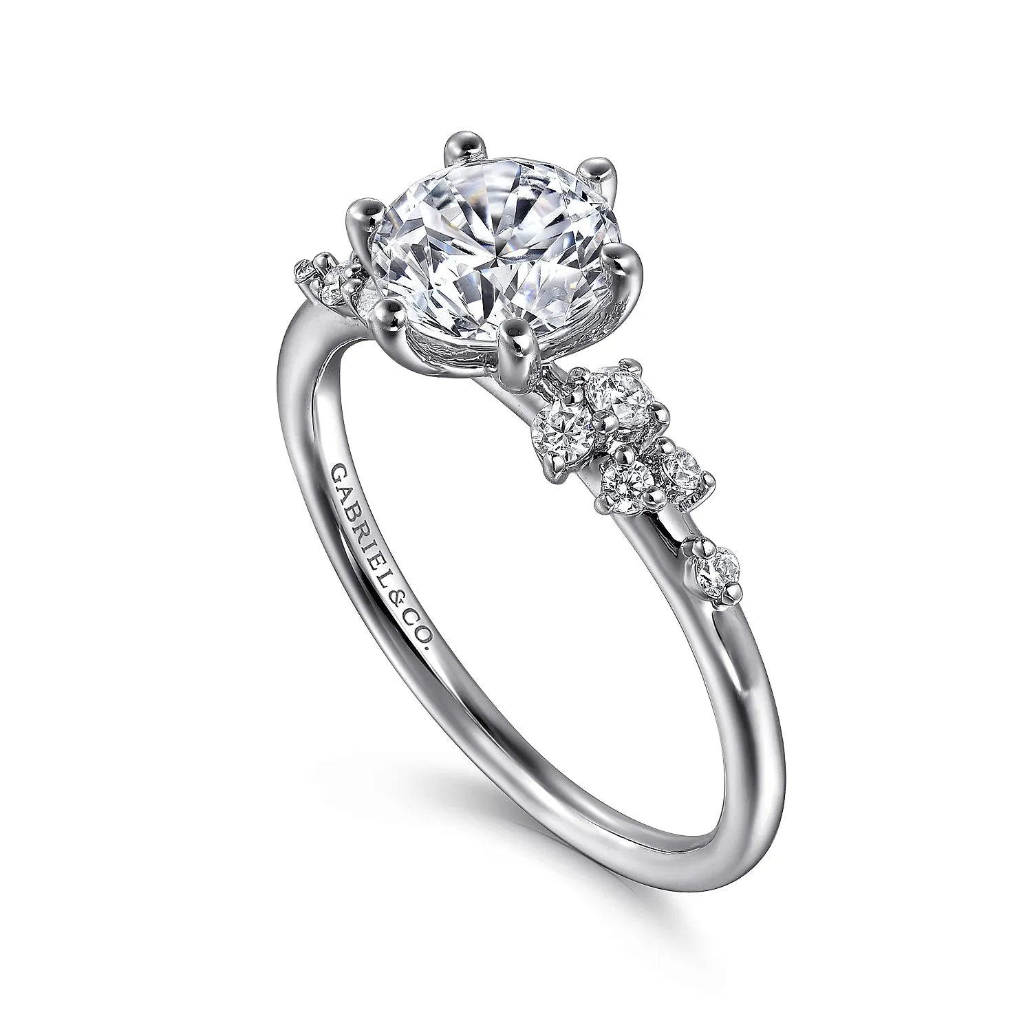 Scattered Round Diamond Engagement Ring Mounting