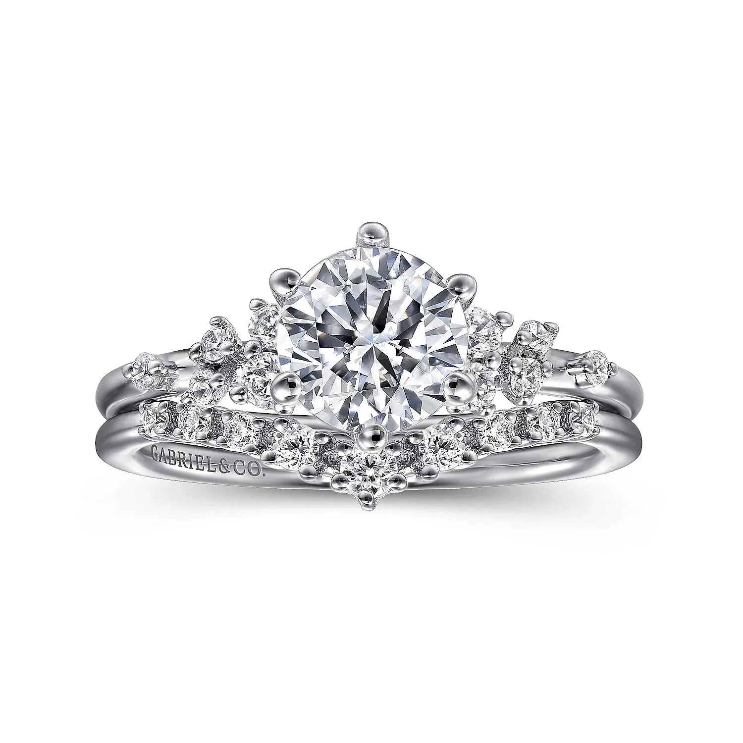 Scattered Round Diamond Engagement Ring Mounting