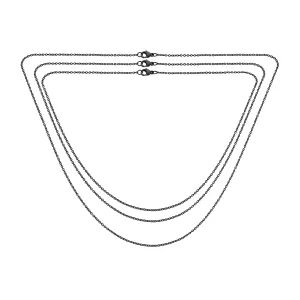 Set of 3 Dainty Rolo Cable Chain Necklace Black Stainless Steel 18, 20 & 24 Inch