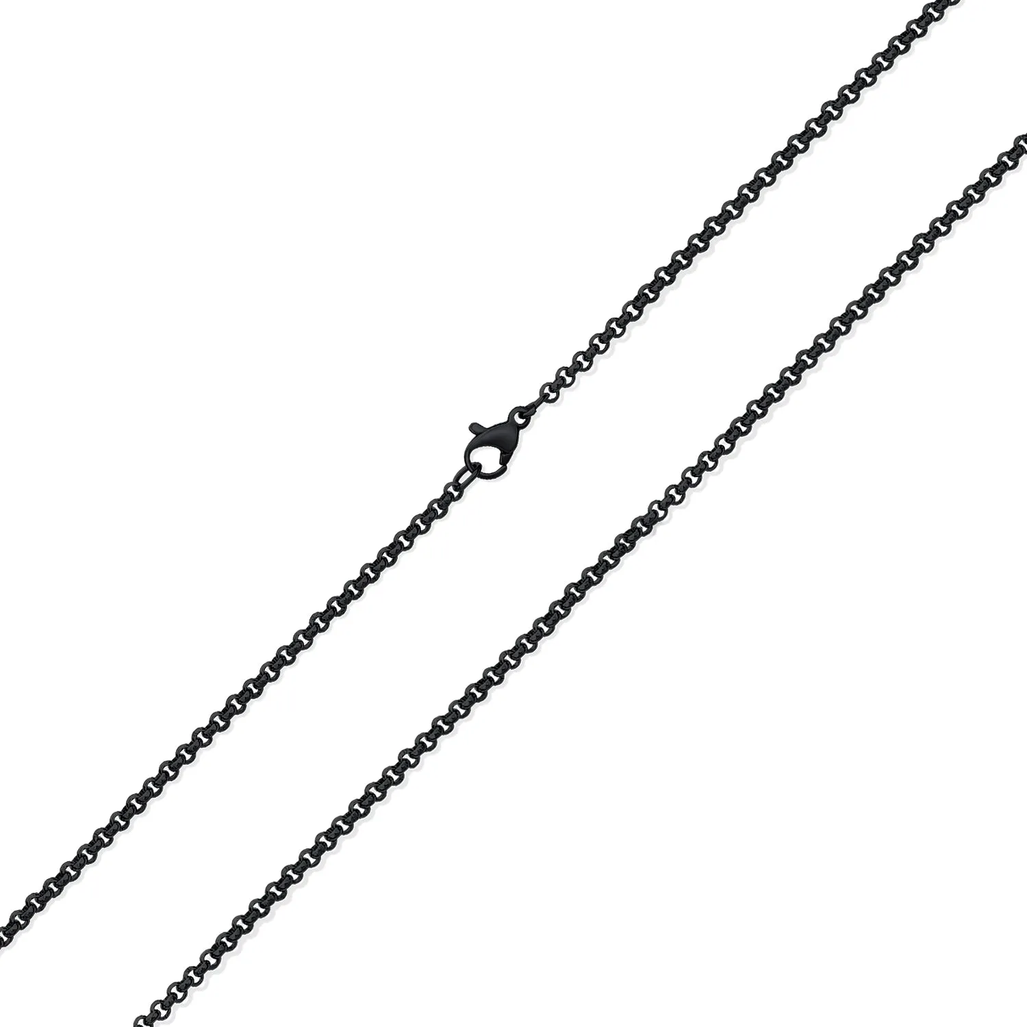 Set of 3 Dainty Rolo Cable Chain Necklace Black Stainless Steel 18, 20 & 24 Inch