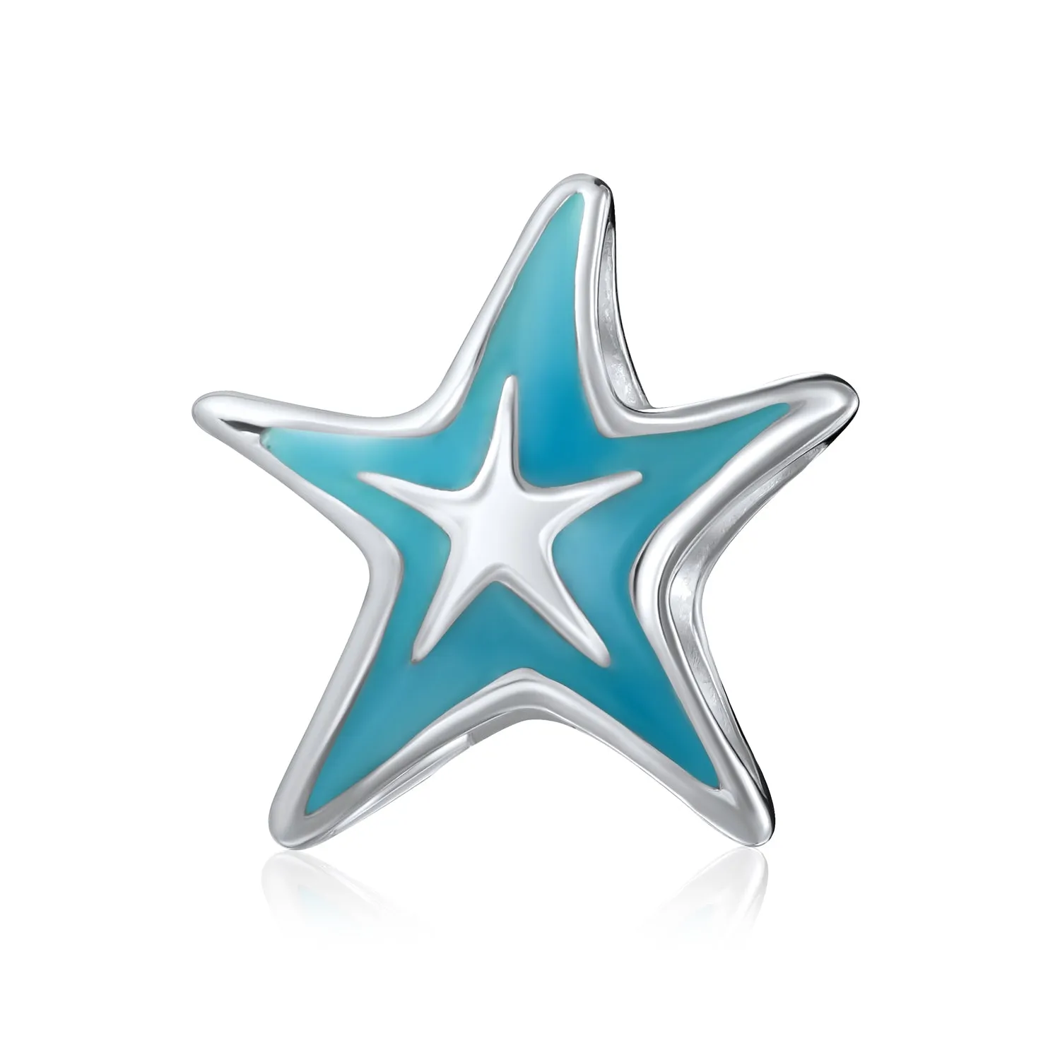 Set of 3 Nautical Travel Beach Blue Starfish & Cartoon Fish Glass Charm Bead