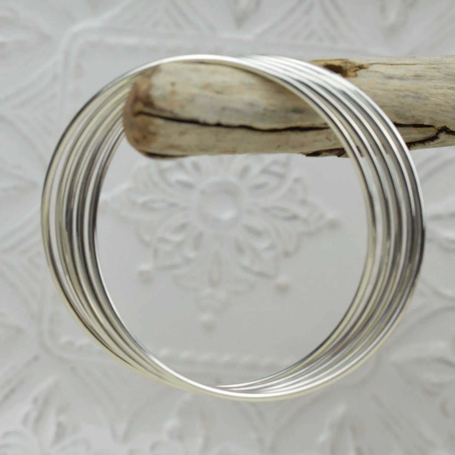 Set of Five Sterling Silver Linked Bracelets