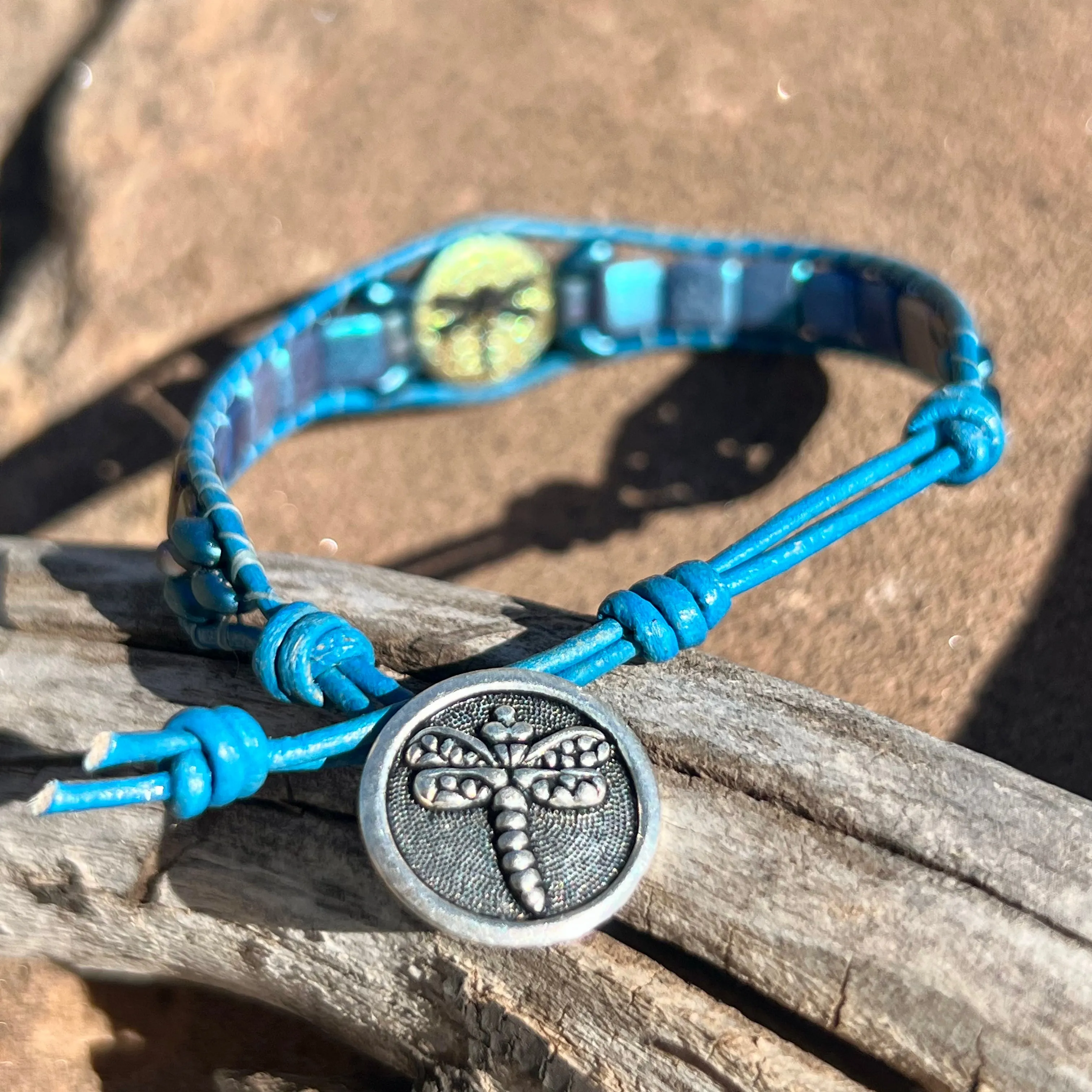 Shimmery blue dragonfly bracelet