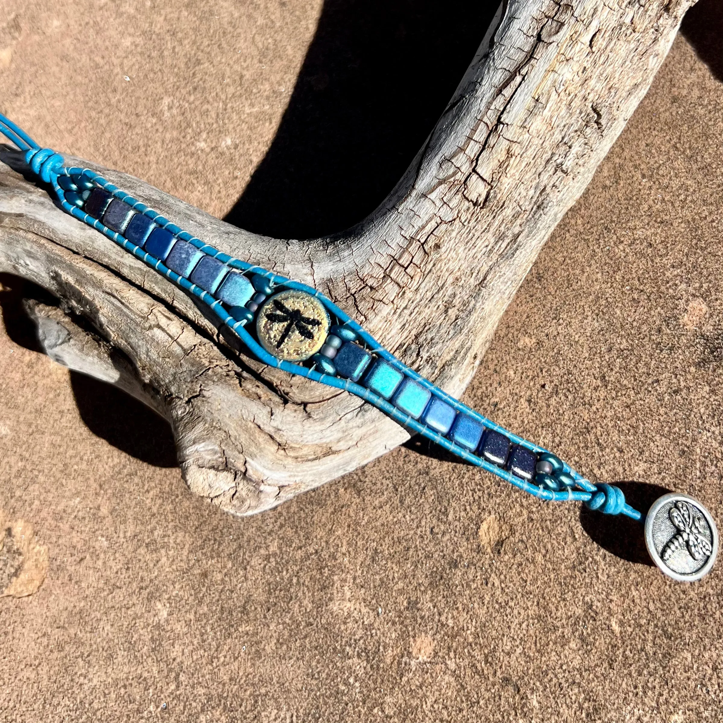 Shimmery blue dragonfly bracelet