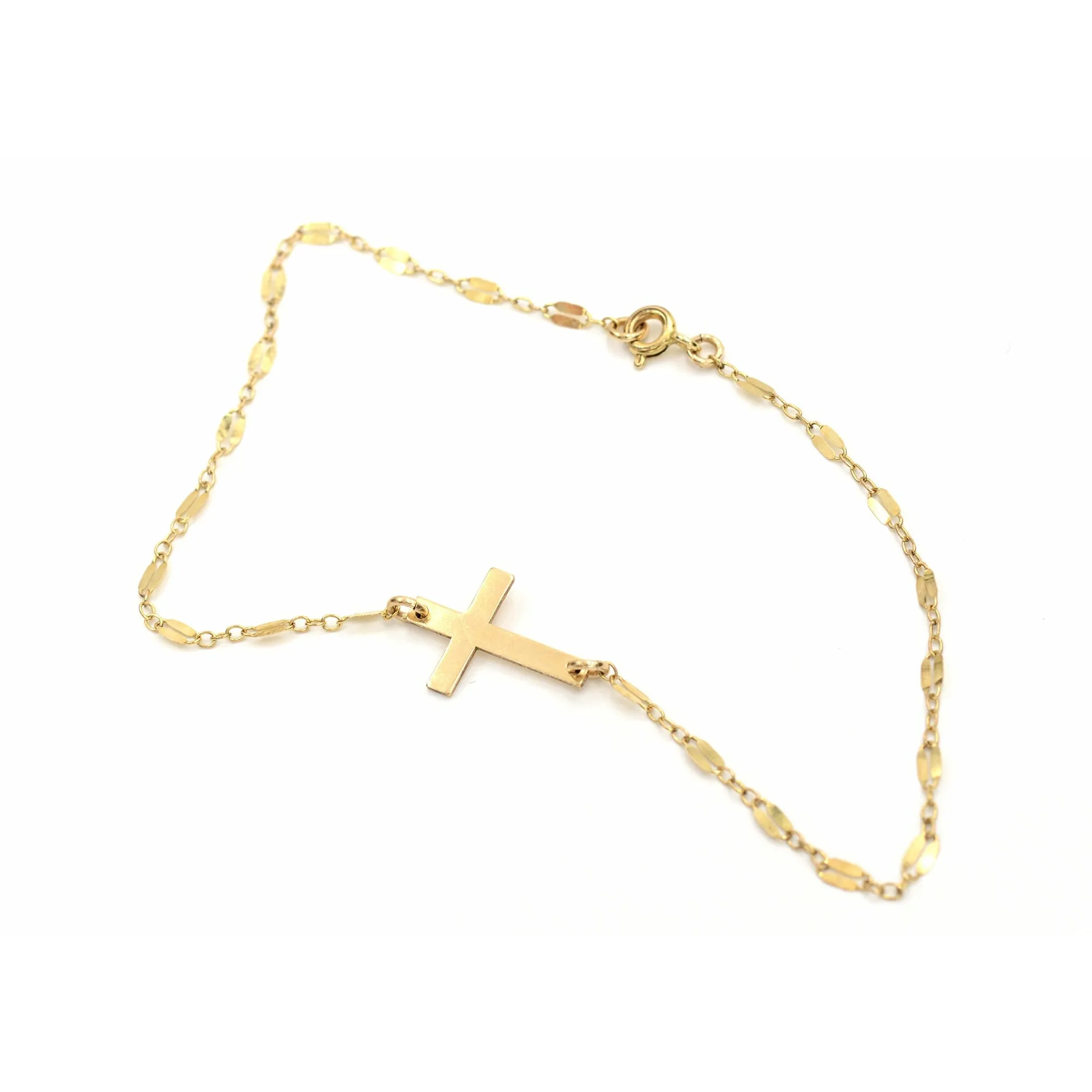 Sideways Cross Ankle Bracelet