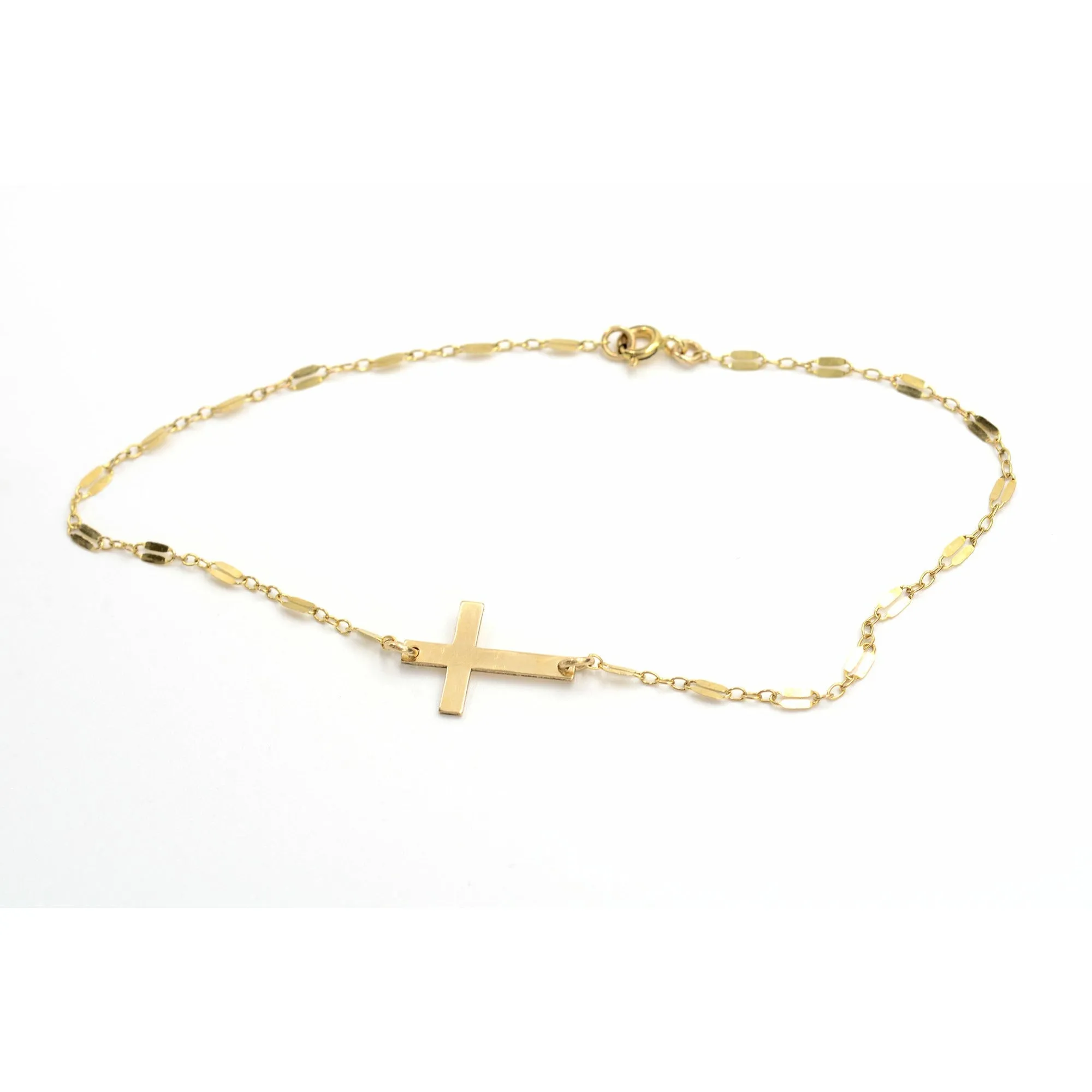 Sideways Cross Ankle Bracelet