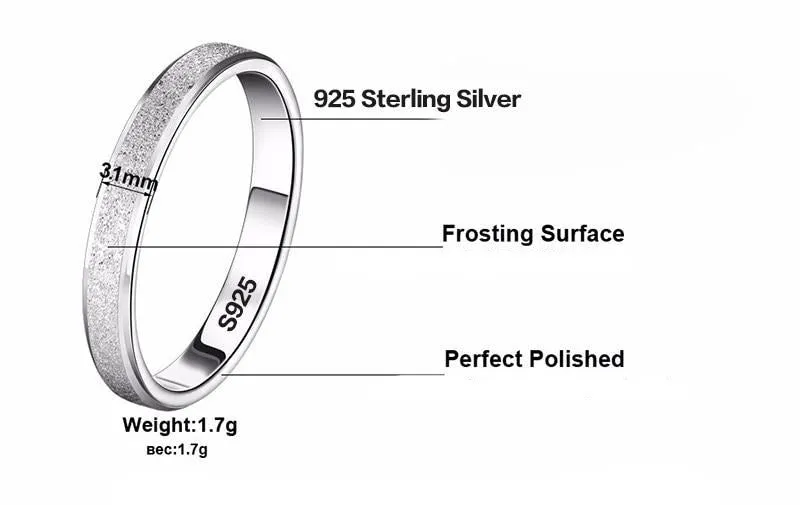 Silver 925 Wedding Band Ring for Woman Men Sterling Jewelry