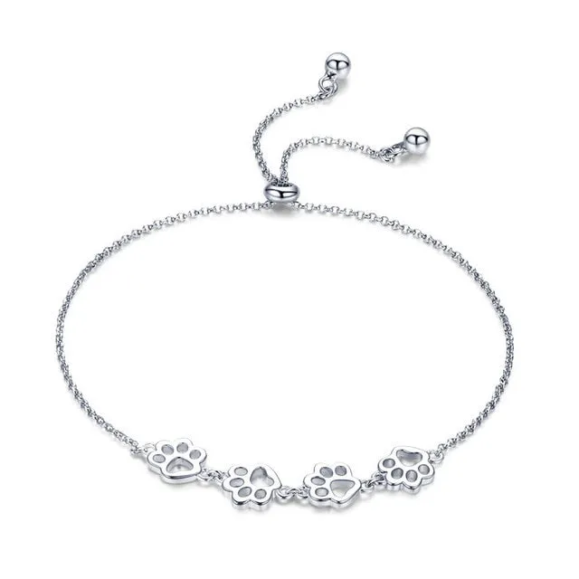 Silver Animal Footprints Bracelets