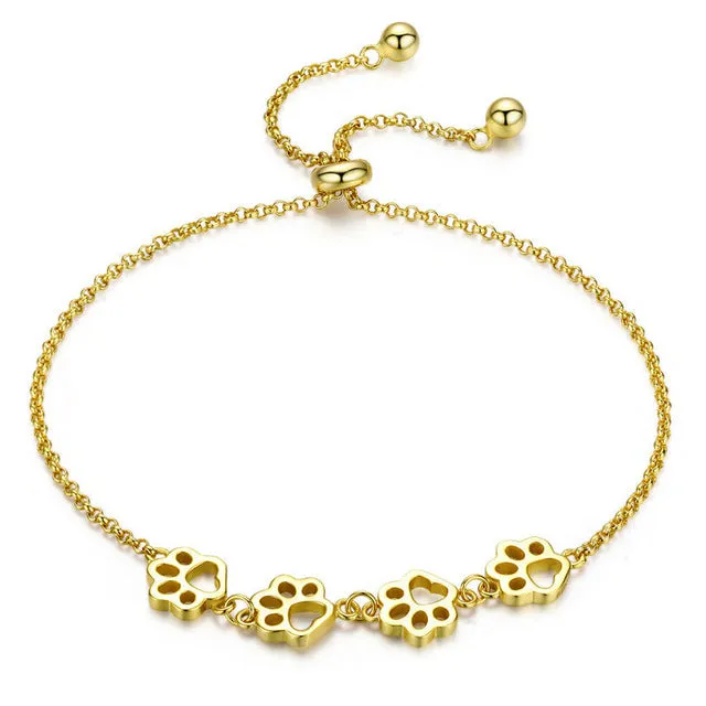 Silver Animal Footprints Bracelets