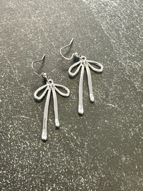 Silver Bow Earrings