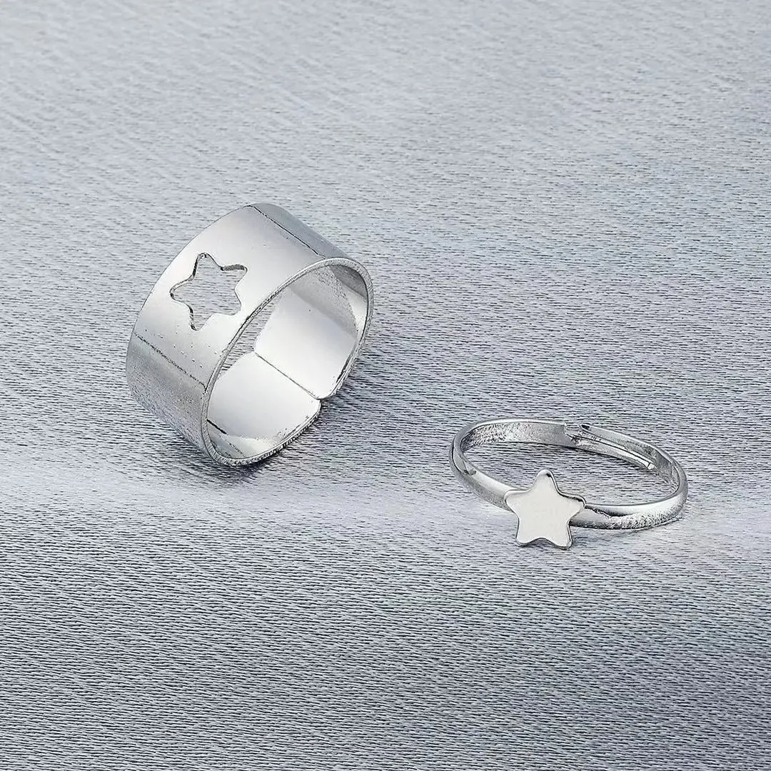 Silver Color Butterfly Rings For Women Men Lover Couple Ring Set Friendship Engagement Wedding Band Open Ring