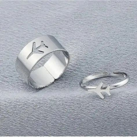 Silver Color Butterfly Rings For Women Men Lover Couple Ring Set Friendship Engagement Wedding Band Open Ring