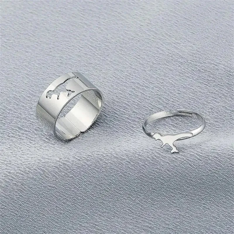 Silver Color Butterfly Rings For Women Men Lover Couple Ring Set Friendship Engagement Wedding Band Open Ring