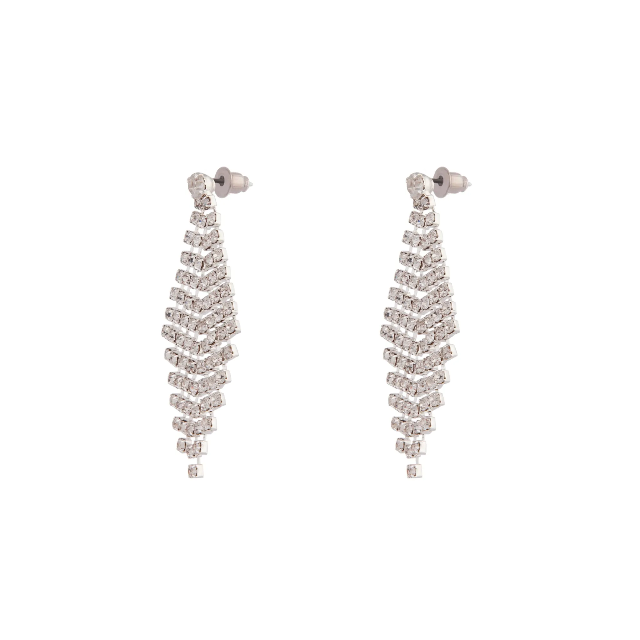 Silver Diamante Drop Tier Earrings