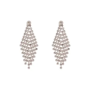 Silver Diamante Drop Tier Earrings