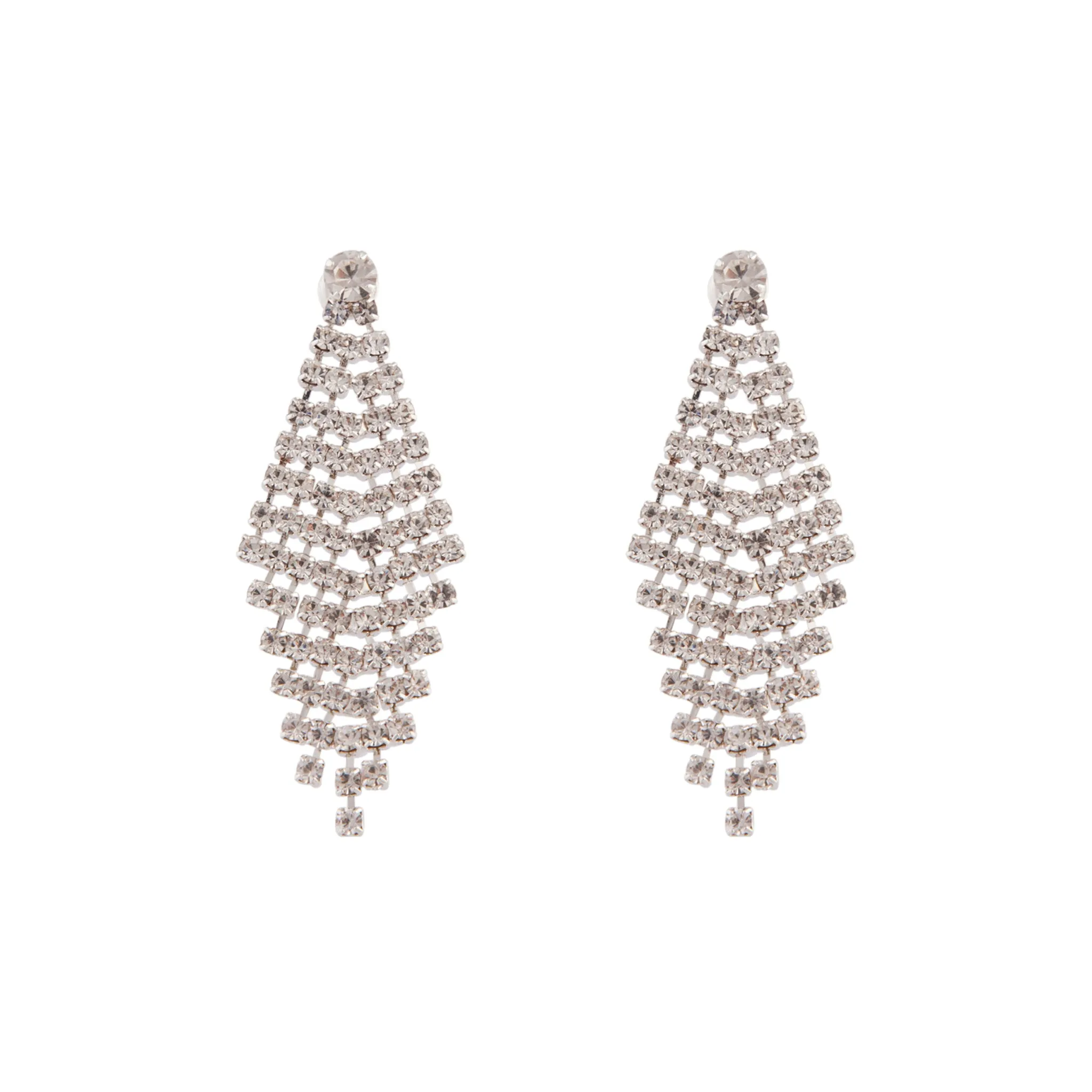 Silver Diamante Drop Tier Earrings