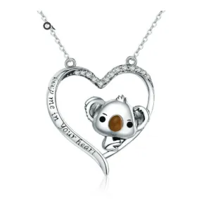 Silver Koala Heart  Pendant Necklace