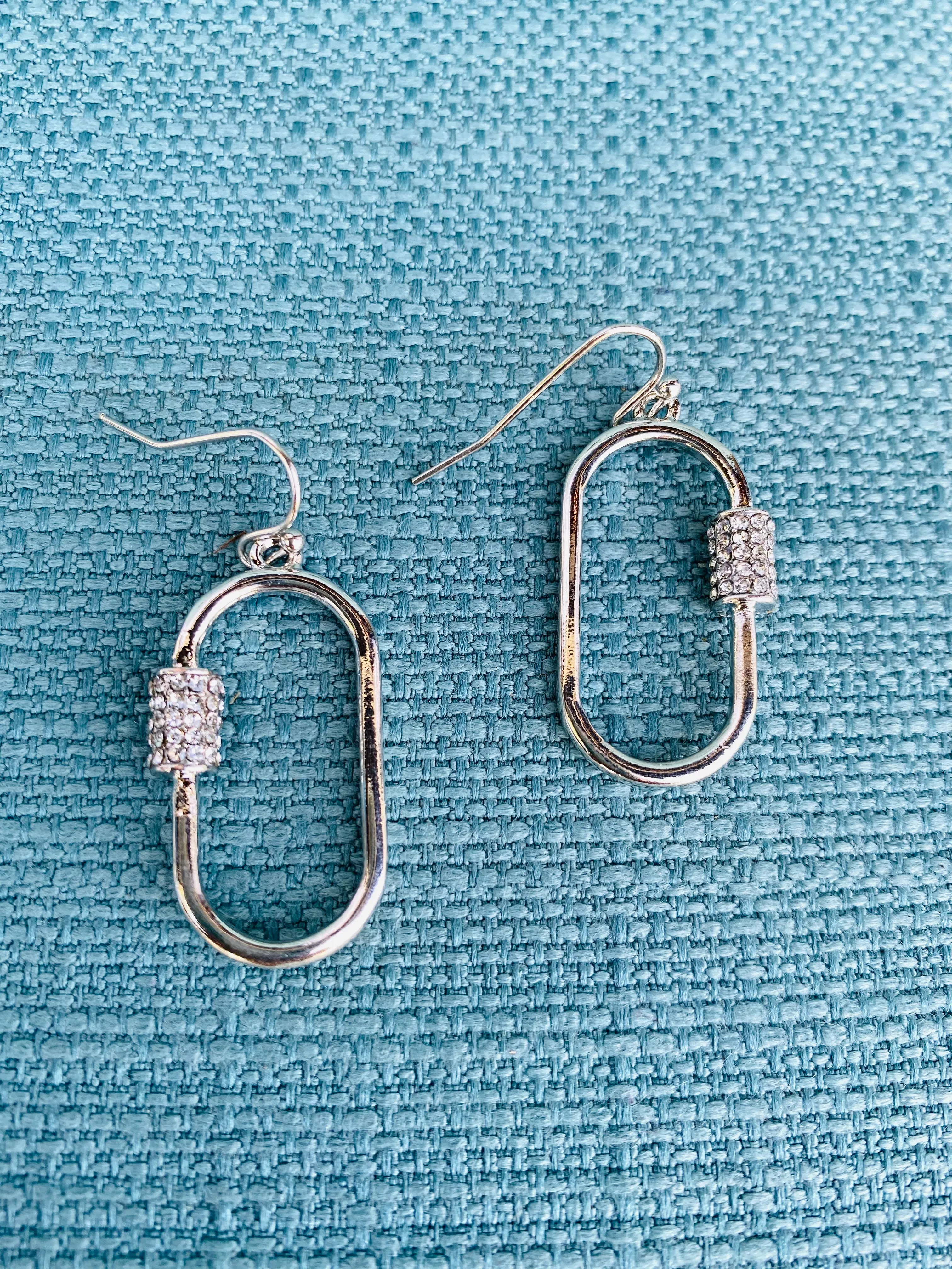Silver Lock Dangle Earrings