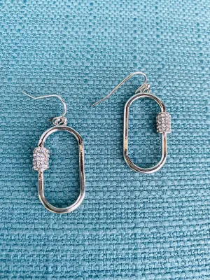 Silver Lock Dangle Earrings
