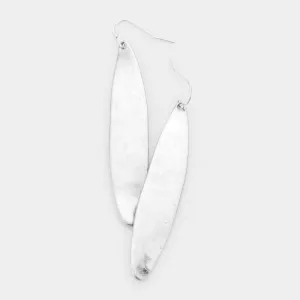 Silver Metal Oval Dangle Earrings