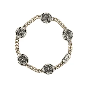 Silver or Silver and Bronze Oval Cross Bracelet