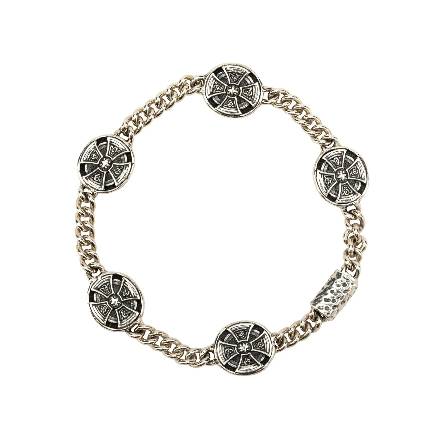 Silver or Silver and Bronze Oval Cross Bracelet