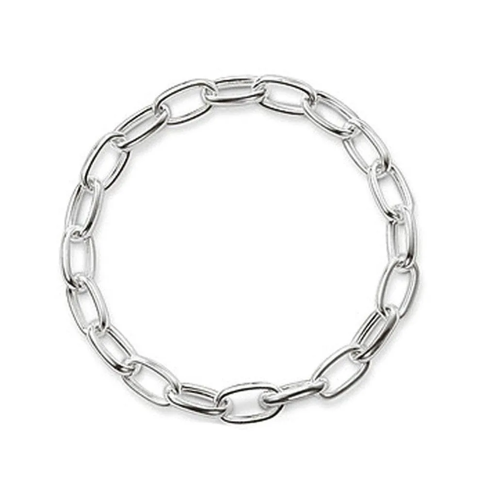 Silver Oval Link Charm Bracelet
